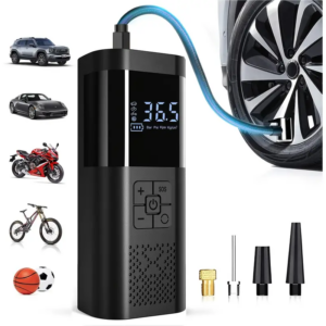 Compressore d'Aria Portatile con Display LCD – 150 PSI, Ricaricabile via USB-C, per Pneumatici Auto, Moto, Bici, Giocattoli e Sport