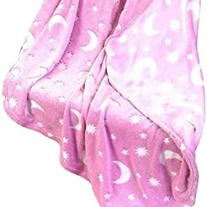 Coperta Magica per bambini plaid in pile con stelle che si illuminano al buio morbida-Rosa