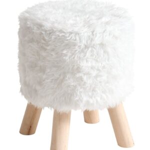 Sgabello pouf similpelliccia con poggiapiedi