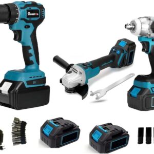 Kit Fai da Te Professionale 3 in 1: Trapano, Avvitatore Smerigliatrice