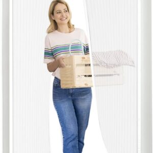 Zanzariera Magnetica per Porta 90 x 210 cm – Tenda Anti-Insetti con Chiusura Automatica Magnetica, Rete in Poliestere Resistente – Bianca