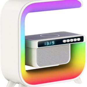 Lampada di ricarica wireless lampada da tavolo RGB regolabile a 6 colori con caricatore per telefono