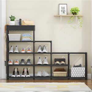 Scarpiera Multistrato a 5 Livelli, Scaffale Porta Scarpe Salvaspazio con Scomparto Impermeabile