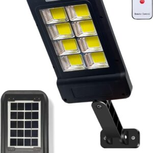 Lampione Solare LED da Esterno 60W con Sensore di Movimento – IP65 Impermeabile, con Telecomando – Per Giardino, Terrazzo, Ingresso, Garage
