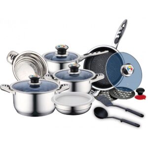 Set Batteria Pentole Royalty Line Acciaio Inox RL-16RGNM 16 Pezzi
