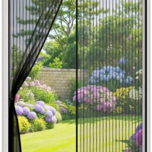 Zanzariera Magnetica per Porta 90 x 210 cm – Tenda Anti-Insetti con Chiusura Automatica Magnetica, Rete in Poliestere Resistente - Nero