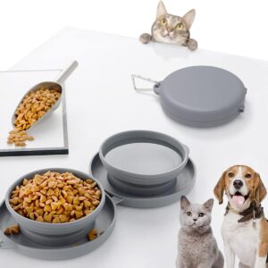 Ciotola Doppia Pieghevole per Cani e Gatti – Portatile da Viaggio per Cibo e Acqua