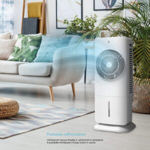 Raffrescatore e Purificatore d’Aria 3 in 1 con Telecomando, Timer 12h, Display Digitale, Serbatoio 5L, Touch Control