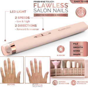 Flawless Salon Nail Mini Fresa Ricaricabile Usb per Unghie Manicure Tocco Finale