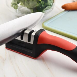 Affilacoltelli in plastica e acciaio inox per affilare lame forbici e coltelli