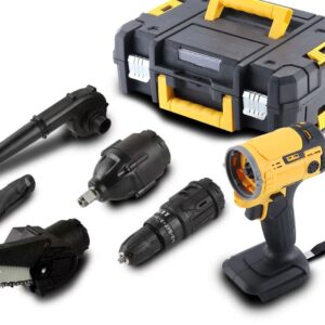 Kit 5 in 1 trapano avvitatore mini motosega soffiatore