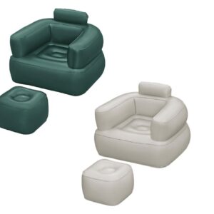 Poltrona Gonfiabile con Poggiapiedi – Design Ergonomico, Superficie Vellutata, Facile da Gonfiare e Trasportare
