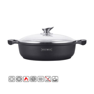 Royalty Line RL-BR32ML Pentola Bassa con Rivestimento Antiaderente Coperchio in Vetro Induzione 5.5 Litri 32 cm