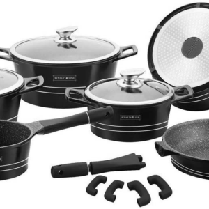 Royalty Line Set 14 Pezzi in Pietra Pentole Padelle E Coperchio Lavica Roy Per Uso Professionale E Domestico Modello Rl-es1014m