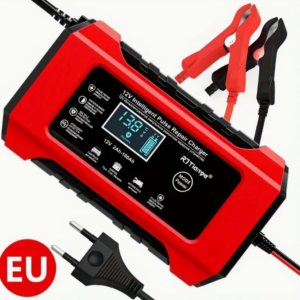 Caricabatterie Auto 12V  Intelligente con Schermo LCD, Multi Protezioni e Funzione Ripristino per Auto, Moto, Barche e Camion