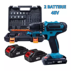 Trapano Avvitatore a Percussione 48V con Doppia Batteria e Valigetta Accessoriata