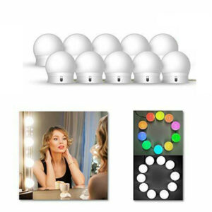 Kit 10 Luci Da Specchio Led Hollywood Cavo Usb Rgb Lampadine Trucco Vanity
