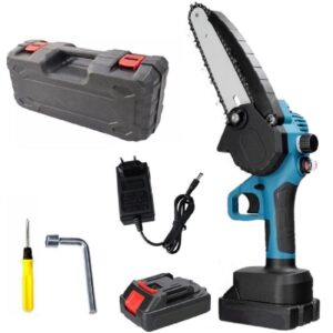 Mini motosega doppia batteria motosega elettrica con lama da 6" con tendicatena e serbatoio olio