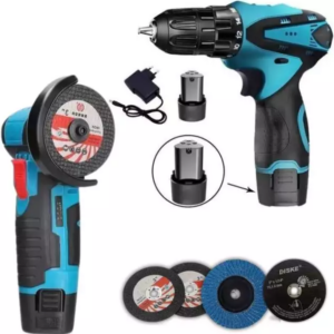 Kit Trapano Avvitatore + Smerigliatrice Flex con 2 Batterie 48V + dischi e accessori