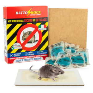Veleno per topi RATTO SHOCK: Kit Completo con Esche e Tavolette Adesive