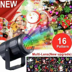 Proiettore Natalizio Rotante a LED con 16 motivi – Luci USB per Decorazioni Natalizie Indoor e Outdoor