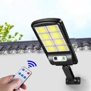 Faro led solare esterno 8 cob lampione luce fredda faretto sensore movimento