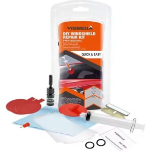 Visbella Kit di Riparazione Fai da Te per Parabrezza – Ripara Scheggiature e Crepe in Vetro Auto