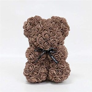 Orsetto con Rose Artificiali Fatto a Mano (marrone)