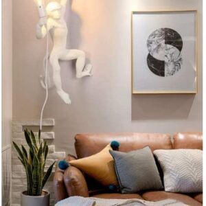 Applique da parete scimmia bianco attacco E27 lampada muro creativo decorativo design moderno per camera salotto
