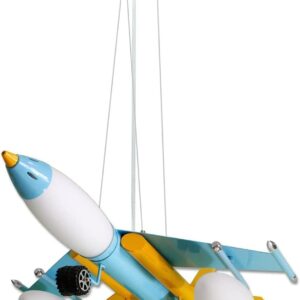 Lampadario a sospensione a forma di aereo da caccia colorato con ruote 5 max 60w per la cameretta dei bambini B45