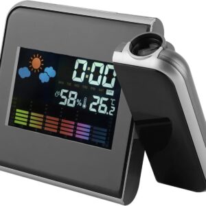 Sveglia a Proiezione LED con Previsioni Meteo, Calendario e Display Umidità