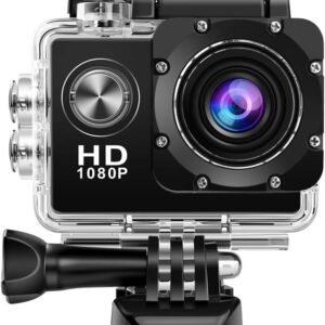 Mini Action Camera Subacquea 1080p con Custodia Impermeabile 30m e Lente Grandangolare 140°