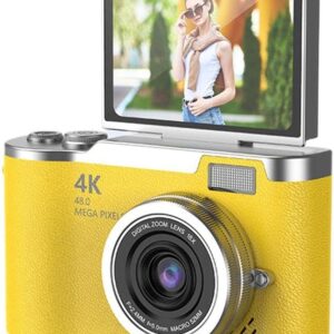 Fotocamera Digitale 4K con Zoom 8x – Compatta, 48MP, Display Flip 2,4", Video AVI, Selfie e Foto per Studenti