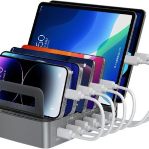 Stazione di ricarica multipla 6 in 1 con 4 porte USB-A e 2 porte USB-C, potenza massima 45W