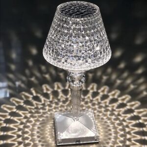 Lampada da tavolo in cristallo senza fili usb ricaricabile touch a 3 vie 28x12cm
