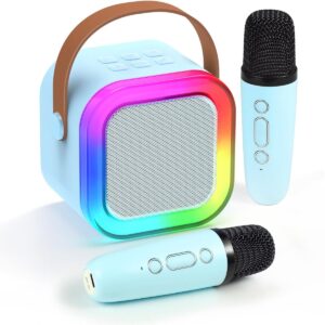 Microfono Karaoke Portatile Wireless Bluetooth 5.0 con Audio HD, Batteria Ricaricabile, Luci LED e Effetti Sonori per Feste Bambini e Adulti