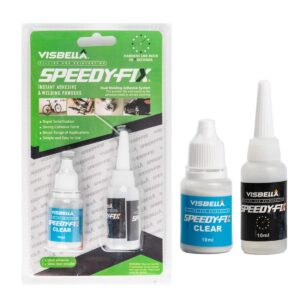 Visbella Speedyfix – Colla Rapida con Polvere Rinforzante per Metallo, Plastica, Legno e Ceramica 10 ml + 10 ml