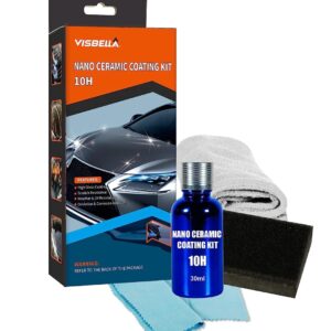 Visbella Kit Rivestimento Nano-Ceramico 10H per Auto  Protezione Vernice, Effetto Idrofobico, Alta Lucentezza, Resistente a Graffi e UV
