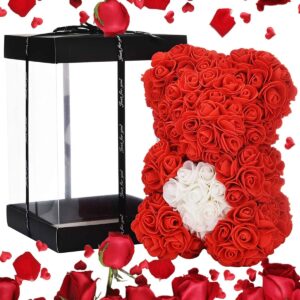 Orso di Fiori Artigianale - Simbolo d'Amore per Eventi Indimenticabili (rosso)