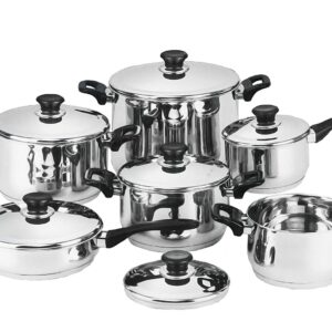 Set Batteria Di Pentole 12 Pezzi in Acciaio Inox Bavaria Con Coperchio