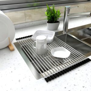 Scolapiatti pieghevole multi funzione per lavabo