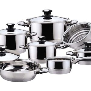 Set di Pentole Bavaria Qualità Extra 12 Pz in Acciaio Inox 18/10