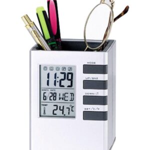 Portapenne Orologio da Tavolo Cube Desk Stand Datario Allarme Countdown Timer