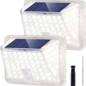 Luci solari per esterni Wireless LED Sensore di movimento solare Luci 3 modalita Illuminazione grandangolare 120 °  Impermeabile,