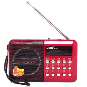 JOC Radio H011U radiolina FM Rossa USB Ricaricabile microSD Mini Lettore MP3