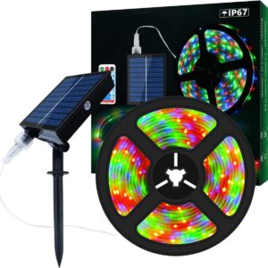 Strisce LED Solari per Esterni ad Energia Solare con 8 Modalità di Illuminazione.