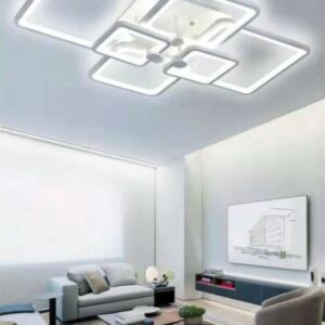 Lampadario da Soffitto a Led Moderno plafoniera da 70 watt con 6 quadrati Bianco Naturale 4000K