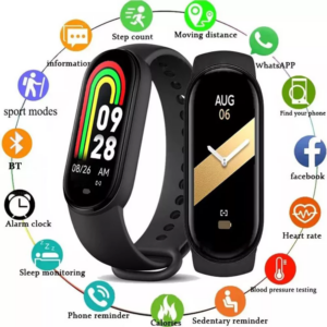Smart Band Fitness M8 Tracker con Display AMOLED 0,96" – Cardiofrequenzimetro, Saturazione Ossigeno, Monitoraggio Sonno, 30 Modalità Sportive, IP67