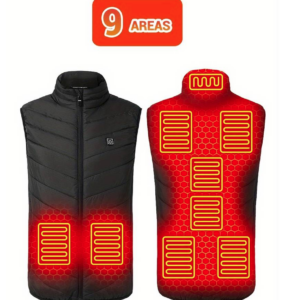 Gilet Riscaldante USB con Pad Riscaldanti Incorporati Tg L Nero - Ideale per Attività Invernali come Caccia, Campeggio, Escursionismo, Sci