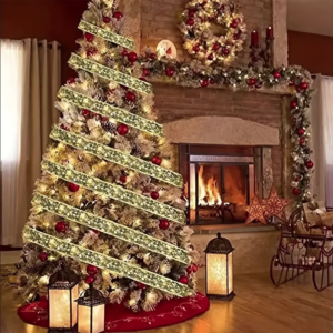 Nastro di Natale Luminoso con Luci LED - Decorazione Natalizia ORO 5 metri